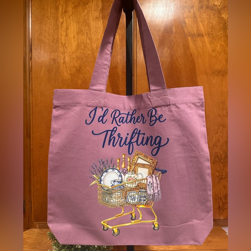 Lavender Market Tote Bag with Thrifting Design